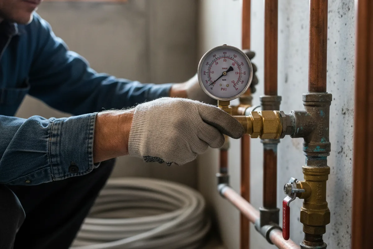 Pressure testing a repaired line during Water Line Repair in Peyton
